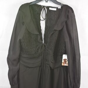 Sincerely Jules black dress/frills SZ L  NWT